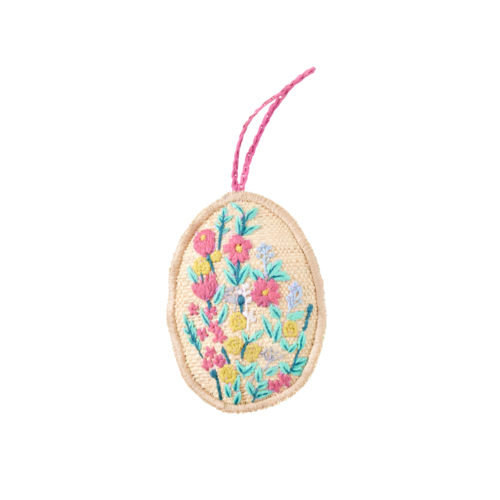 Rice Raffia Easter egg ornament small Flower creme