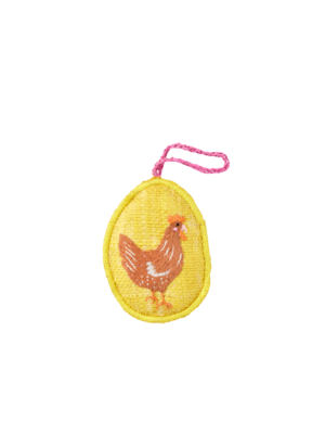 Rice Raffia Paas ei hanger small Rooster yellow