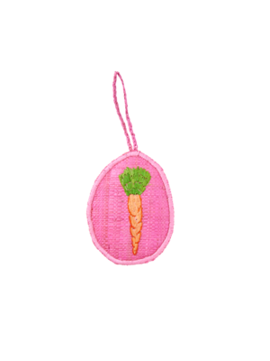 Rice Raffia Paas ei hanger small Carrot pink 10x8cm