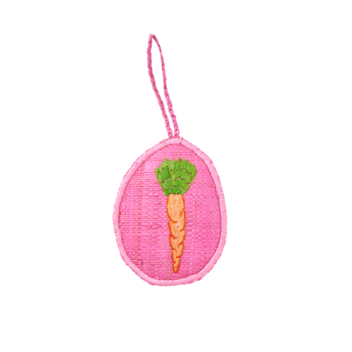 Rice Raffia Paas ei hanger small Carrot pink 10x8cm Rice Raffia Paas ei hanger small Carrot pink 10x8cm