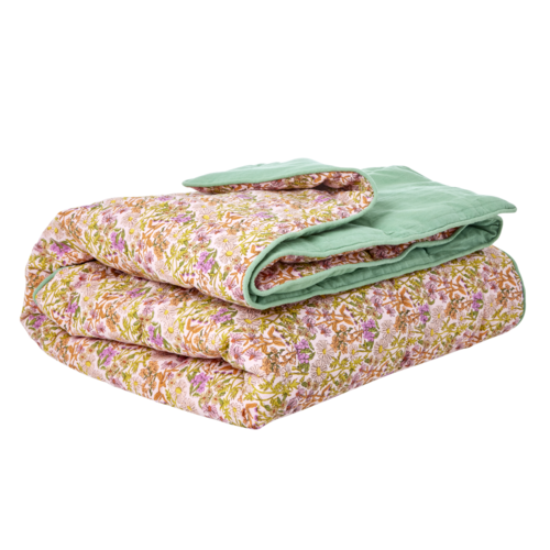 Rice Plaid / Quilt katoen Flower groen '23 140x200cm Rice Plaid / Quilt katoen Flower groen '23 140x200cm