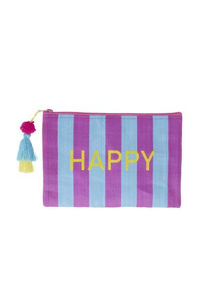Recycled Plastic Etui Happy - blue & purple stripes