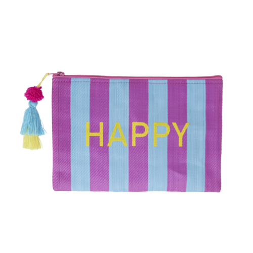 Rice Recycled Plastic Etui Happy - blue & purple stripes