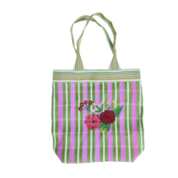 Shopper recycled plastic Embroidered Flowers - stripes