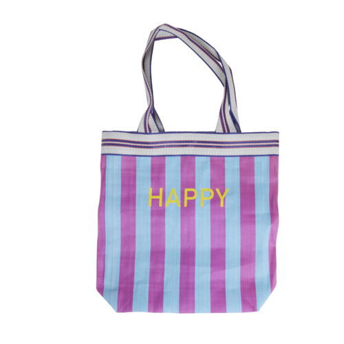 Rice Shopper recycled plastic Happy - blue & purple stripes