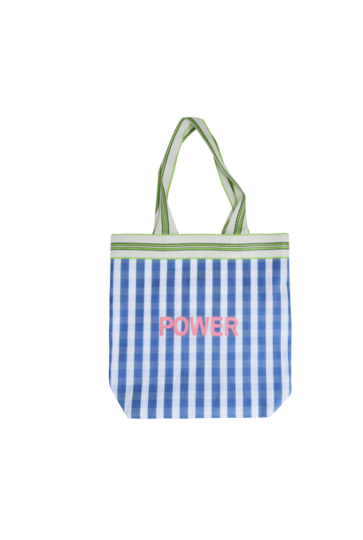 Shopper recycled plastic Power - blue & white stripes