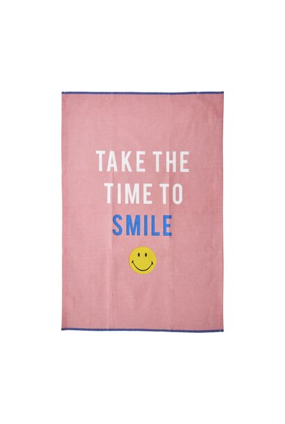 Theedoek Pink - Smiley
