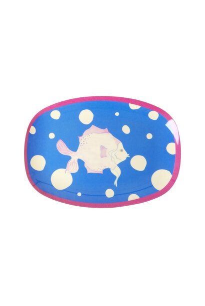 Melamine ovaal bord small Fish blue