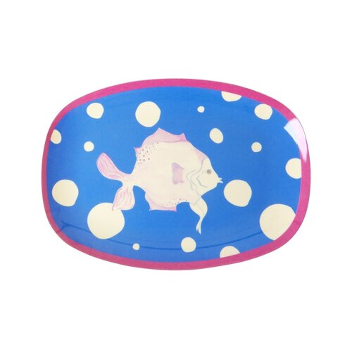 Rice Melamine ovaal bord small Fish blue