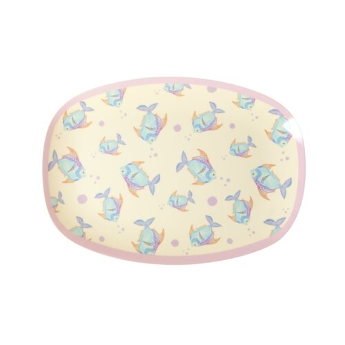 Rice Melamine ovaal bord small Fish Cream