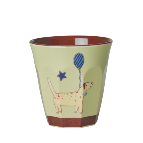 Rice Melamine kids beker small Animals green  - Dog Balloon brown