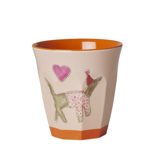 Rice Melamine kids beker small Animals pink - Dog orange Rice Melamine kids beker small Animals pink - Dog orange