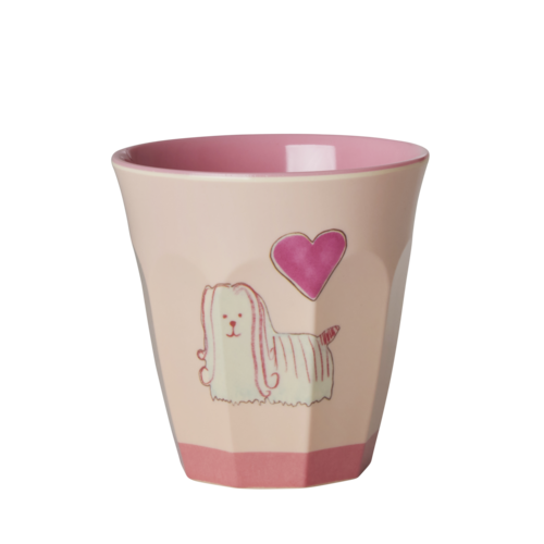 Rice Melamine kids beker small Animals pink - Dog light pink Rice Melamine kids beker small Animals pink - Dog light pink