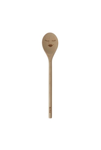 Kook lepel hout Smiling Face - eyes closed