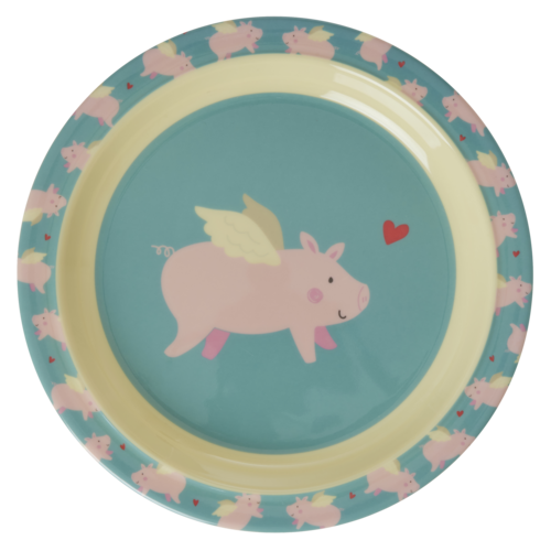 Rice Melamine Kids Lunch bord Flying Pig