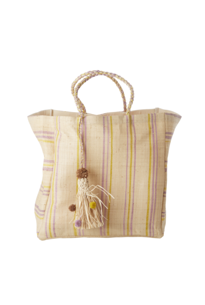 Raffia shopper Stripe yellow & lavender