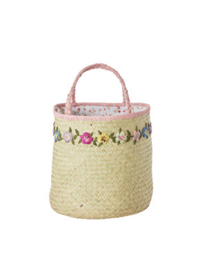 Rice Raffia shopper Natural met Flower detail