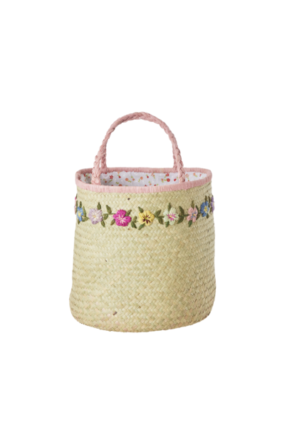 Raffia shopper Natural met Flower detail
