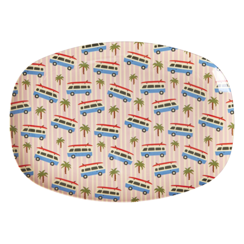 Rice Melamine ovaal bord Cars pink