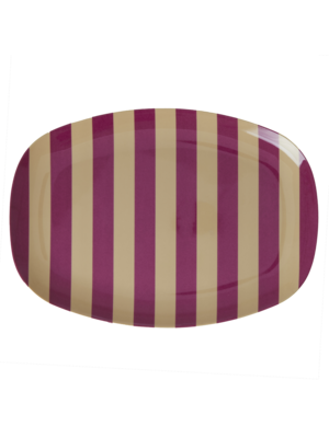 Rice Melamine oval plate Stripes magenta