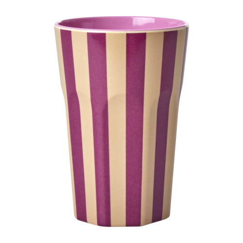 Rice Melamine Tall cup Stripes magenta