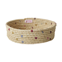 Raffia Brood mand rond large 30cm Small Dots AW23