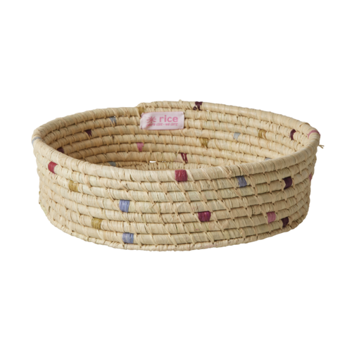 Rice Raffia Brood mand rond large 30cm Small Dots AW23