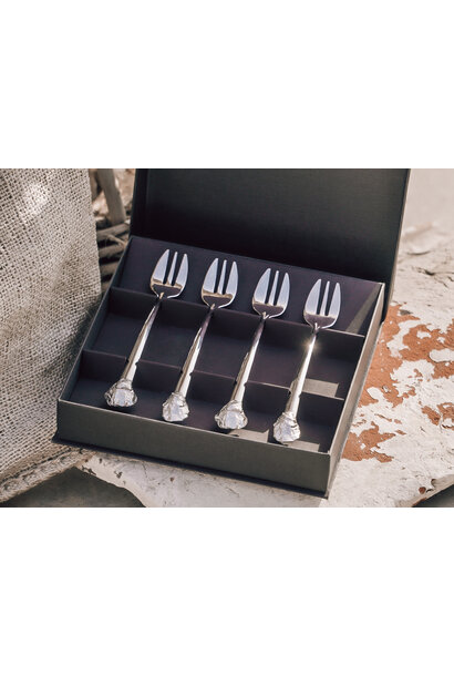 Oester vorkjes set/ 4 in luxe zwarte doos