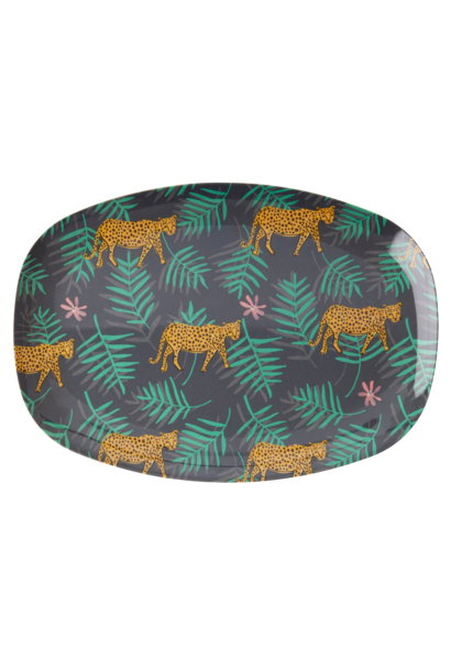 Melamine ovaal bord Leopard and Leaves