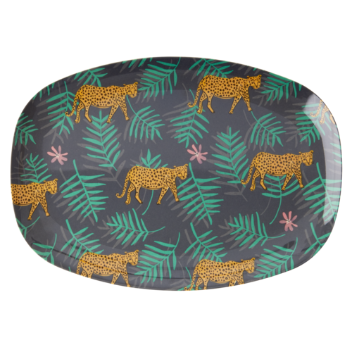 Rice Melamine ovaal bord Leopard and Leaves