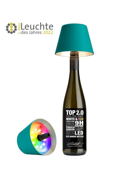 TOP 2.0 led RGBW flessen lamp turquoise