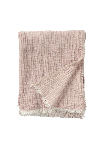 Plaid Duo peach pink katoen/linnen mix 130x170cm