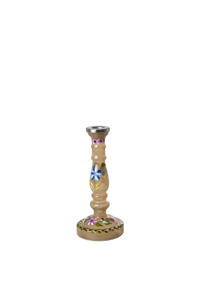 Kandelaar glas brown handpainted