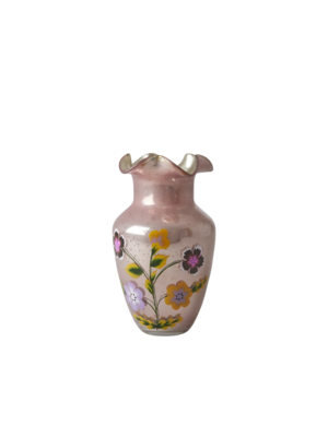 Rice Vaas glas pink handpainted