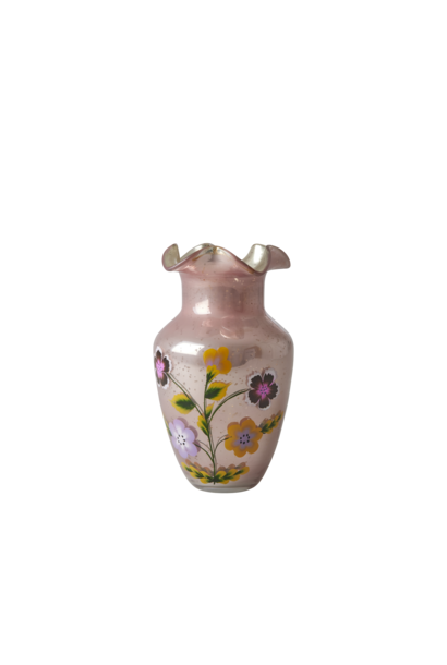 Vaas glas pink handpainted