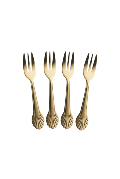 Seashell taartvorkjes goud set/4
