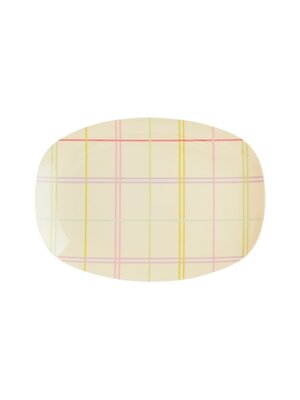 Rice Melamine ovaal bord small Check Multicolored