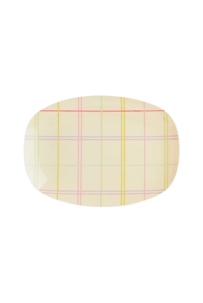 Melamine ovaal bord small Check Multicolored