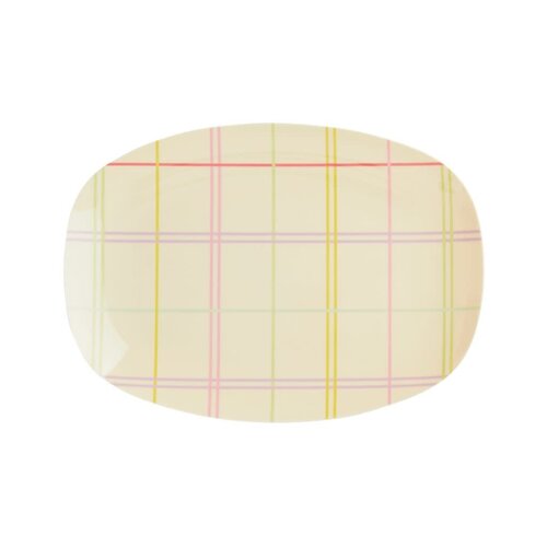 Rice Melamine ovaal bord small Multicolored Check