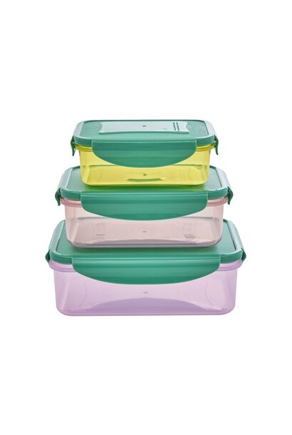 Plastic Food Boxes rechthoekig assorti met deksel green set/3