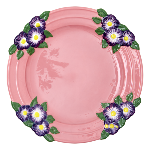 Rice Aardewerk diner bord Embossed Flower Pink Rice Aardewerk diner bord Embossed Flower Pink