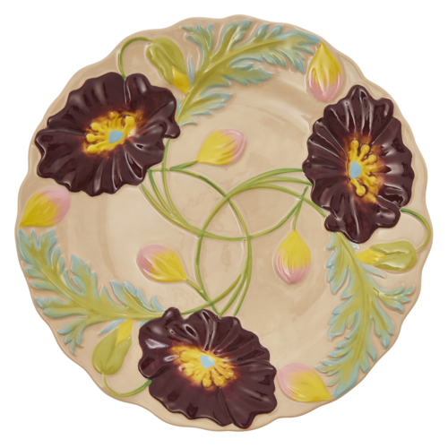 Rice Aardewerk diner bord Embossed Flower Soft Sand Rice Aardewerk diner bord Embossed Flower Soft Sand