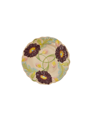 Rice Ceramic cake plate Embossed Flower Soft Sand