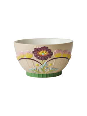 Rice Ceramic bowl Embossed Flower Soft Sand