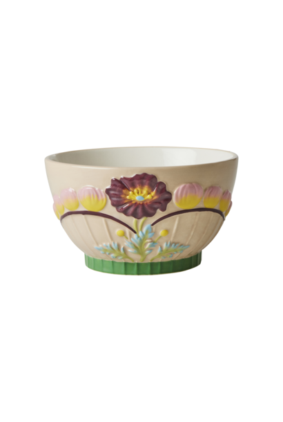 Ceramic bowl Embossed Flower Soft Sand
