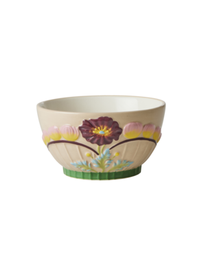 Rice Ceramic bowl small Embossed Flower Soft Sand