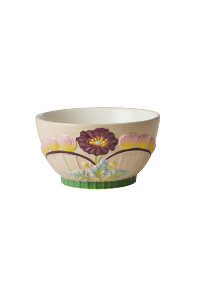 Ceramic bowl small Embossed Flower Soft Sand