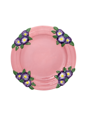 Rice Aardewerk lunch bord Embossed Flower Pink