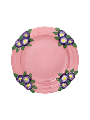 Rice Keramik Lunch Teller Embossed Flower Pink
