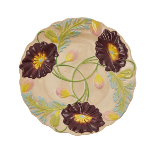 Rice Aardewerk lunch bord Embossed Flower Soft Sand Rice Aardewerk lunch bord Embossed Flower Soft Sand